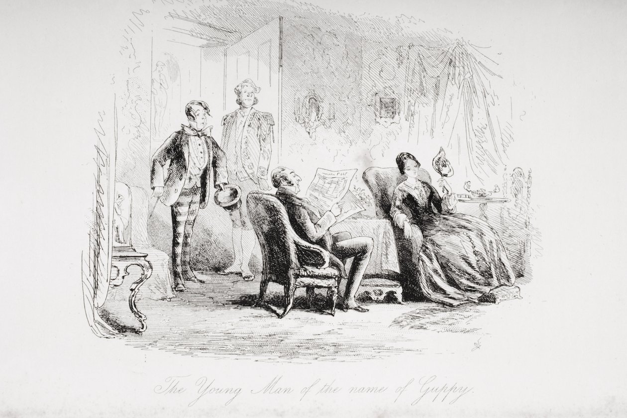 A Guppy nevű fiatalember, Charles Dickens (1812-70) „Bleak House” című művéből készült illusztráció, 1853-ban megjelent alkotó: Hablot Knight Browne