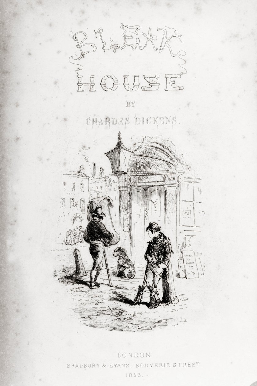 Charles Dickens (1812-70) „Bleak House” címlapja, 1853-ban alkotó: Hablot Knight Browne