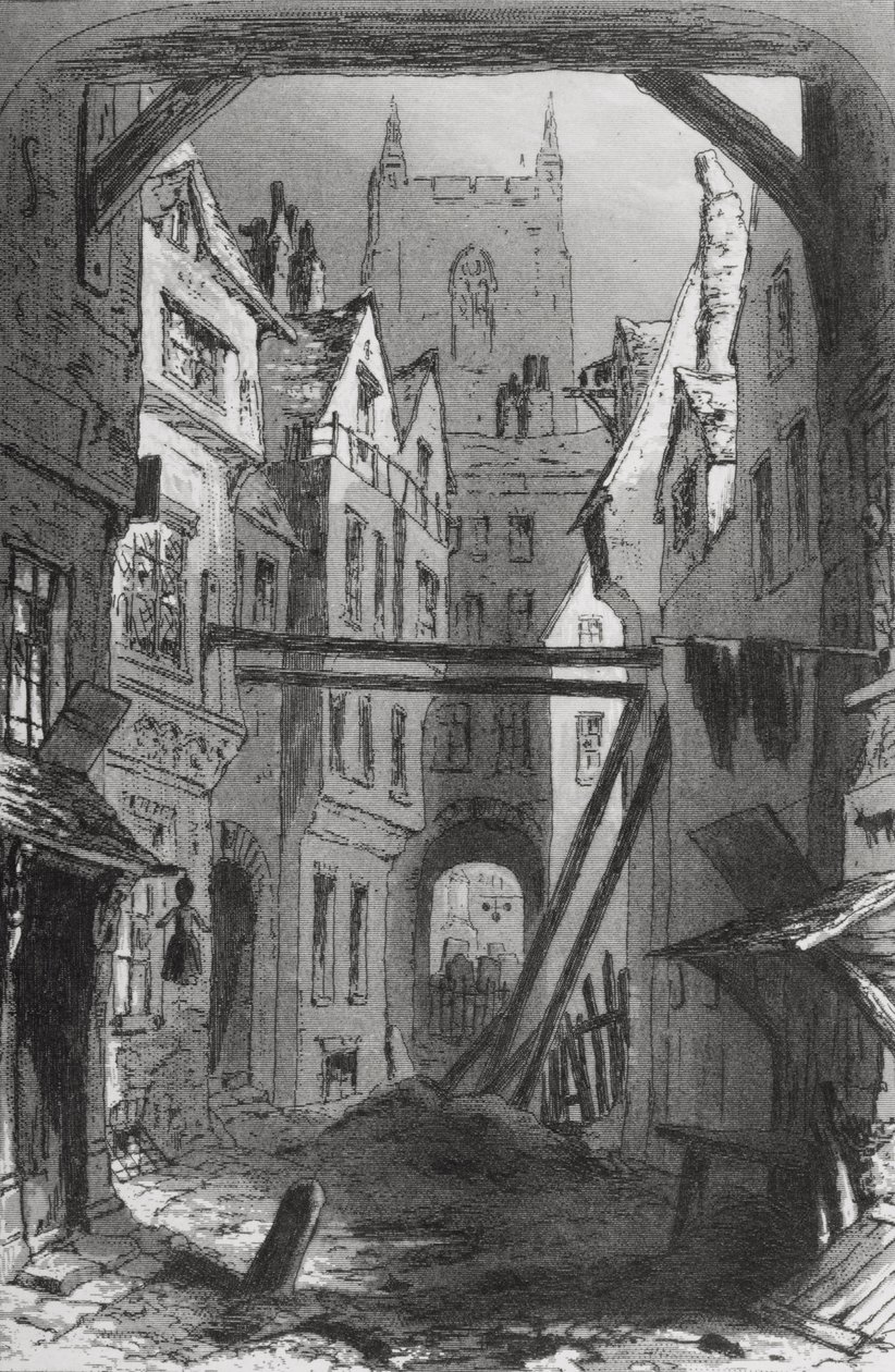 Tom teljesen egyedül, illusztráció Charles Dickens (1812-70) „Bleak House” című művéből, 1853-ban alkotó: Hablot Knight Browne
