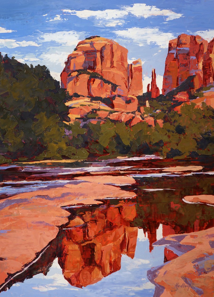 Tükröződés, Sedona, 2024 körül (olaj, tábla) alkotó: Hadley Rampton