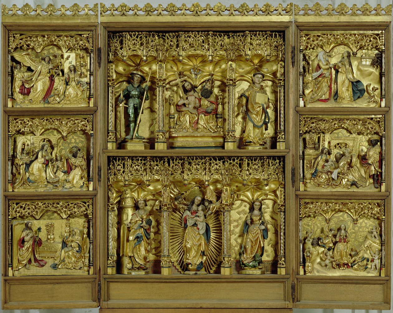 Bottcheramtes Szentháromság-oltára, 1512-20 (faragott és aranyozott tölgy) alkotó: Hamburg Workshop