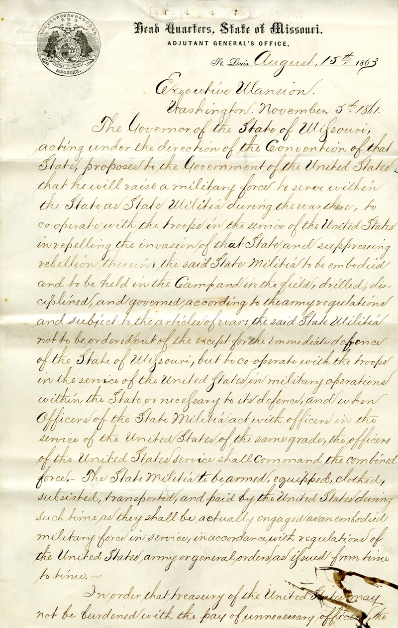 Ami a milíciák felállítását és bevonulását illeti Missouriban, valamint az amerikai erőkkel való együttműködést alkotó: Hamilton Rowan Gamble