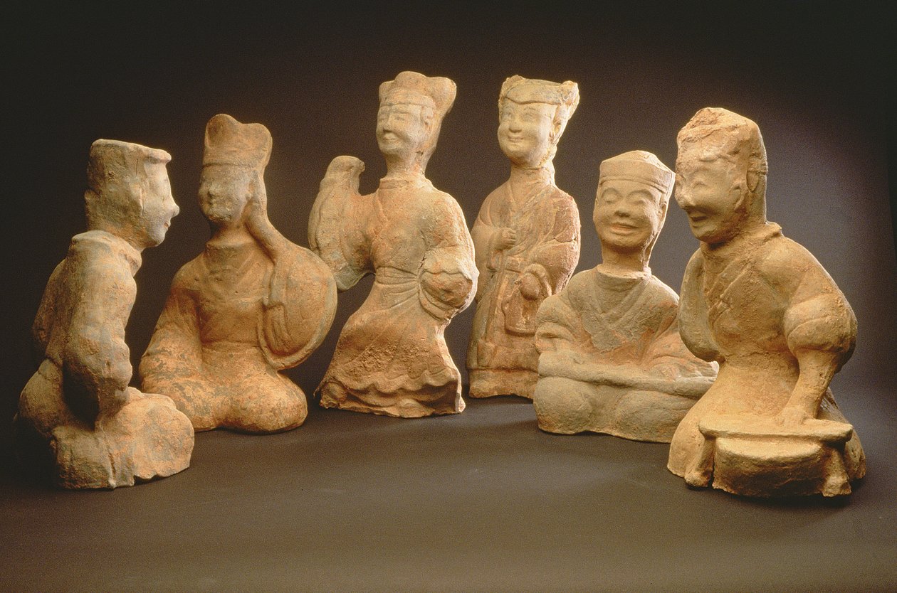 Zenészek, táncosok és szolgálók csoportja (terrakotta) alkotó: Han Dynasty Chinese School