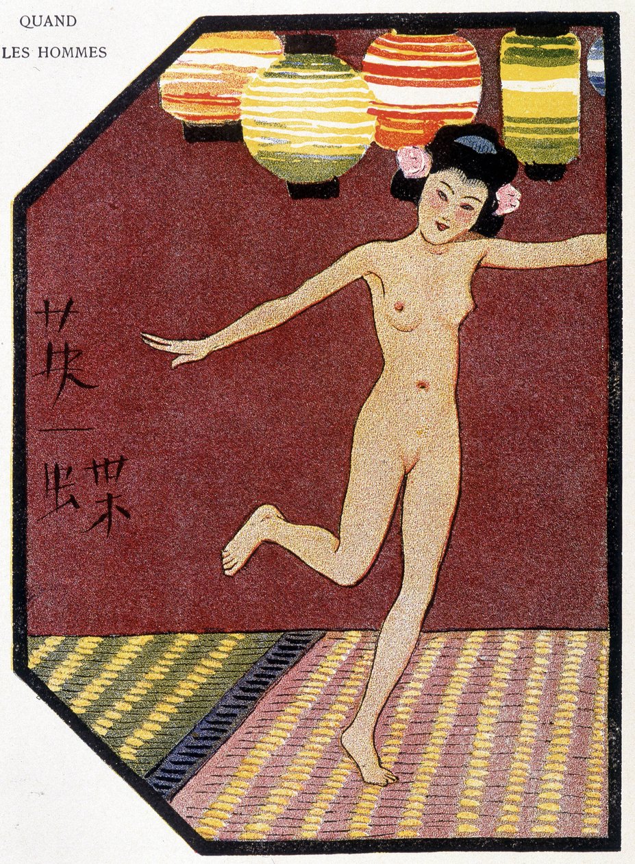 Fiatal japán meztelen tánc – Félicien Champsaur „” japán babájában”, ill. Hanafusa Itcho, Párizs alkotó: Hanabusa Itcho
