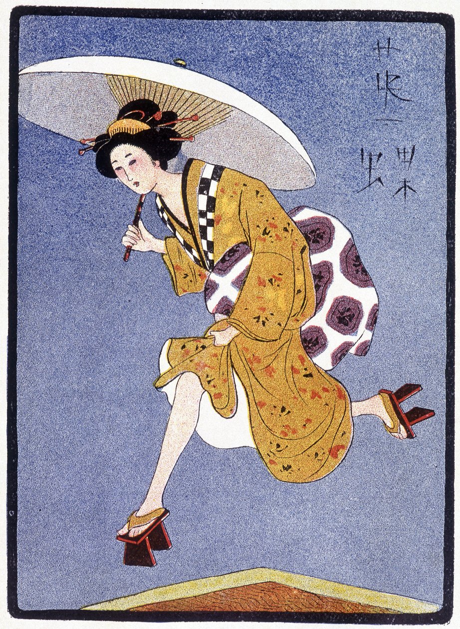 Fiatal japán fut az esőben – Félicien Champsaur „” japán babájában”, ill. Hanafusa Itcho, Párizs alkotó: Hanabusa Itcho