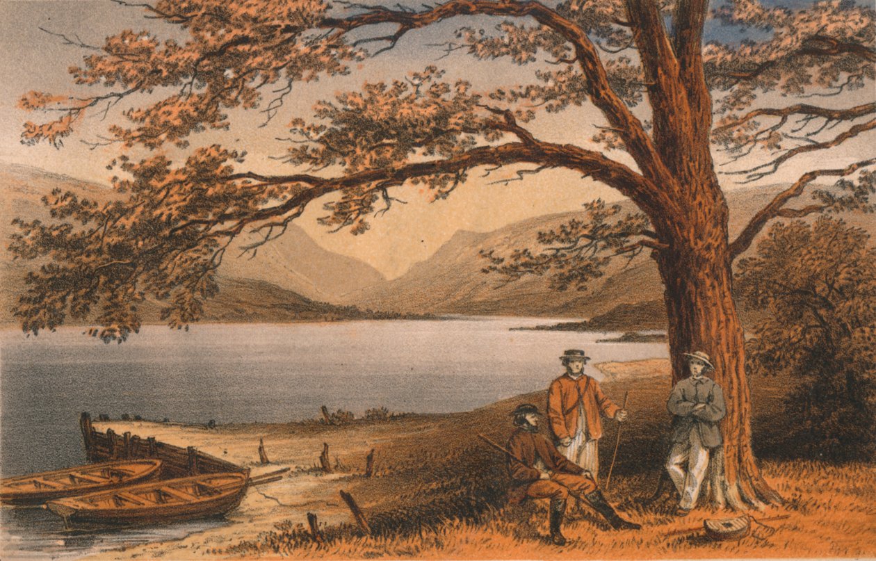 A kellemes elvonulás tava. Llyn Mwyngil, Tal-y-Llynből, 19. század. alkotó: Hanhart