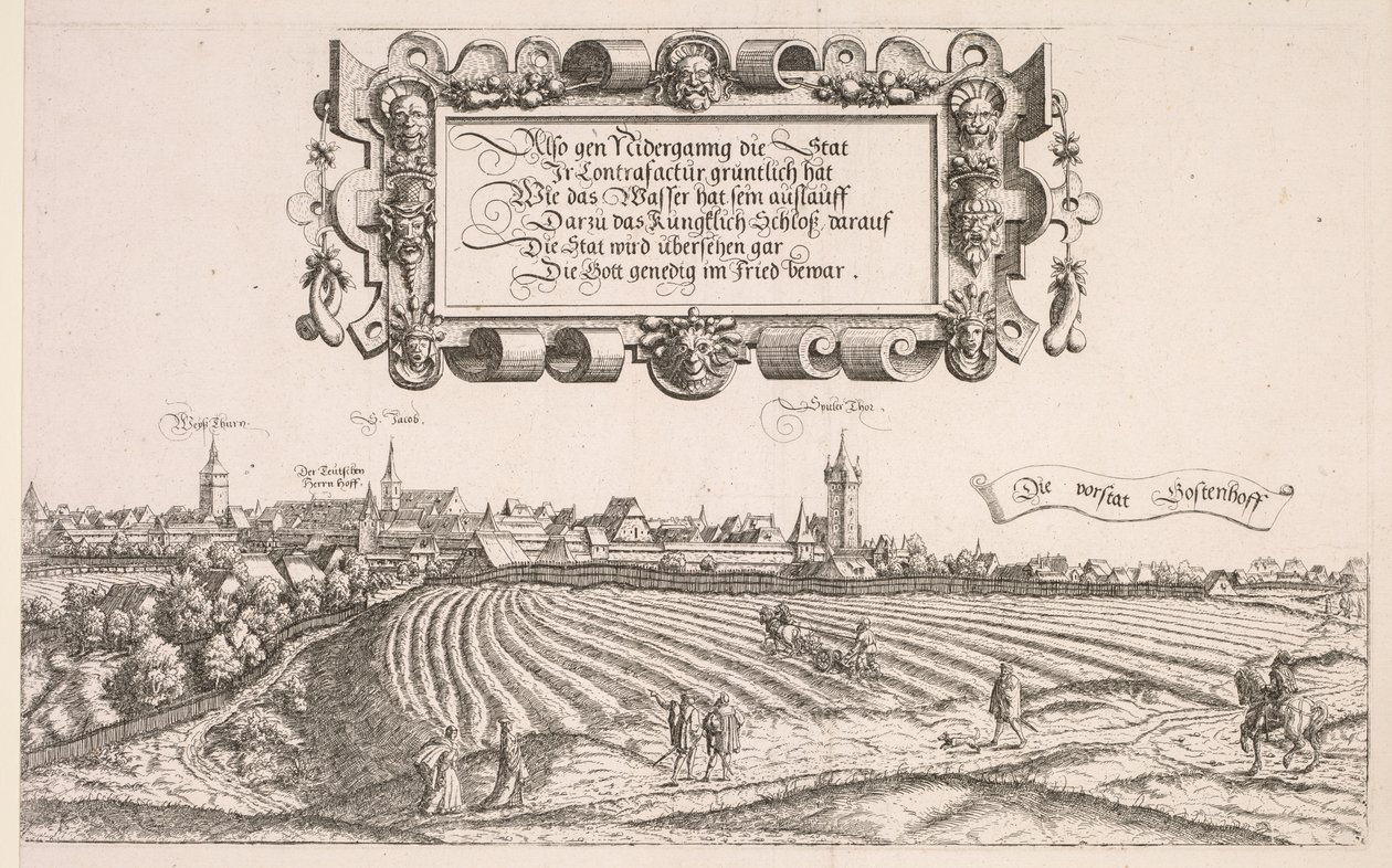 Nürnbergi panoráma: jobb oldali rész, 1552. alkotó: Hanns Sebald Lautensack