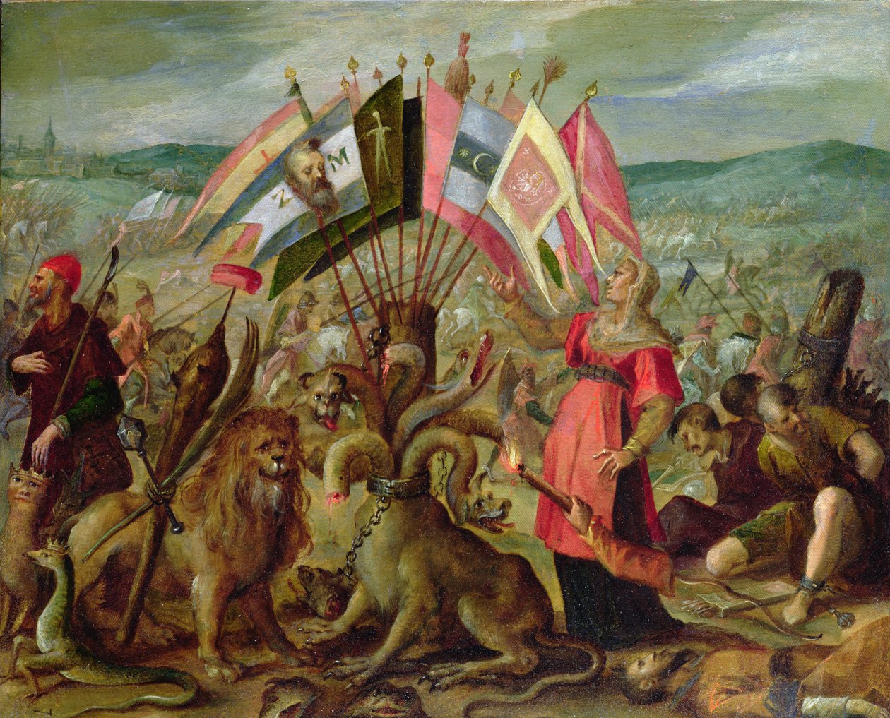 A török háborúk allegóriája: Kronstadti csata, 160304 (papír vagy pergamen vászonra erősítve) alkotó: Hans von Aachen