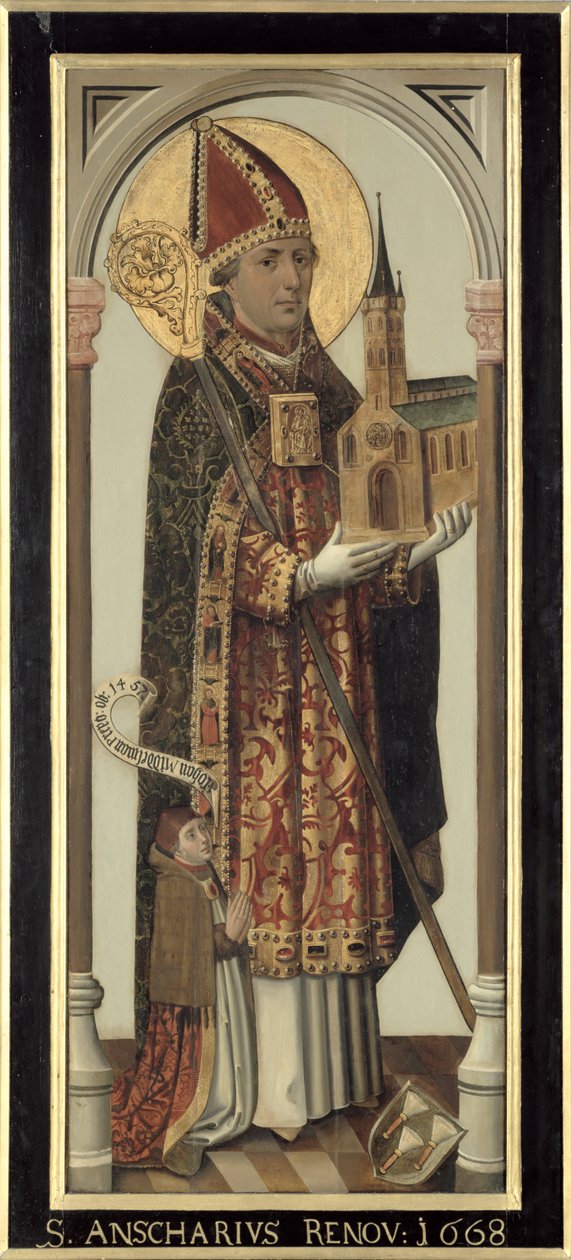 Fogadalmi tábla Szent Ansgart ábrázolva, 1457 alkotó: Hans Bornemann