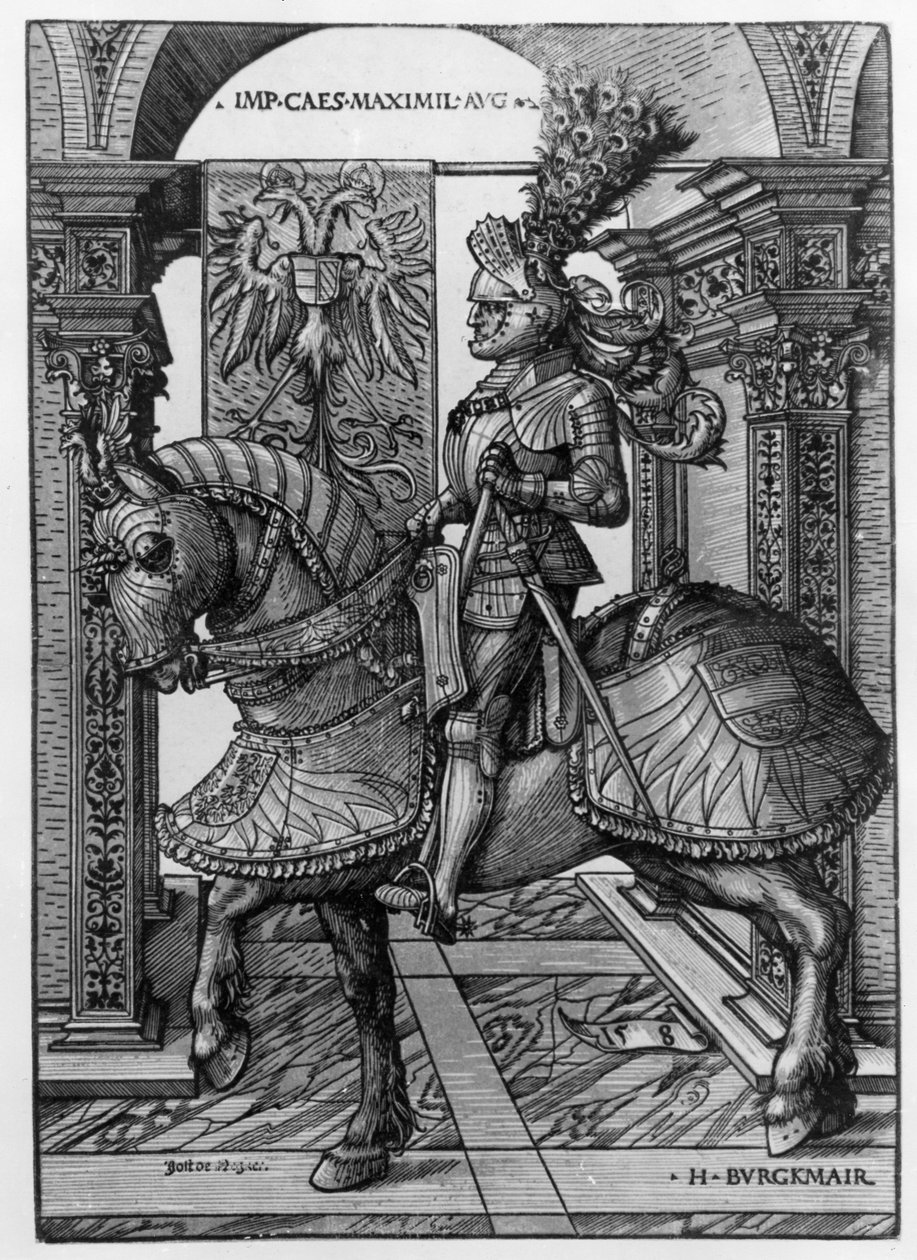I. Maximilianus (1459-1519) lovas portréja 1508 körül alkotó: Hans Burgkmair