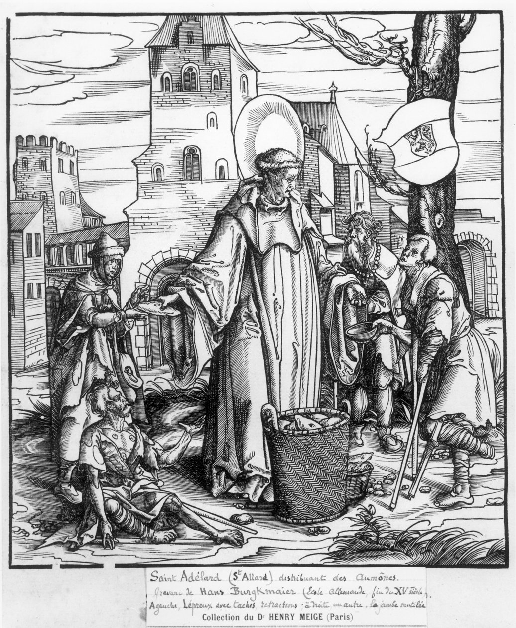 St. Adelard (752-827 körül) alamizsnát oszt alkotó: Hans Burgkmair