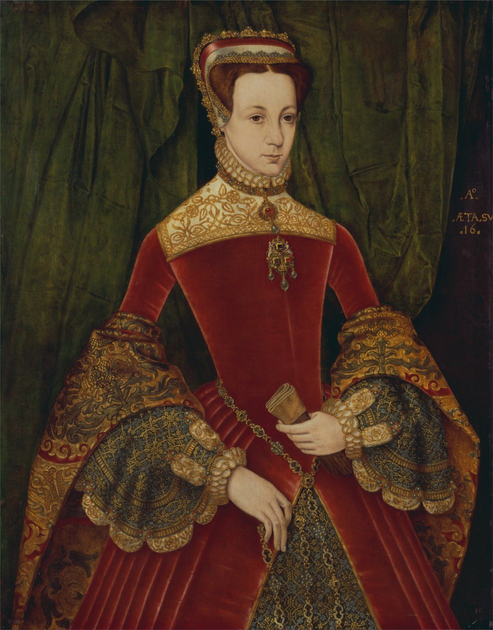 Egy tizenhat éves nő portréja, akit korábban Mary Fitzalan norfolki hercegnőként azonosítottak, 1565 alkotó: Hans Eworth