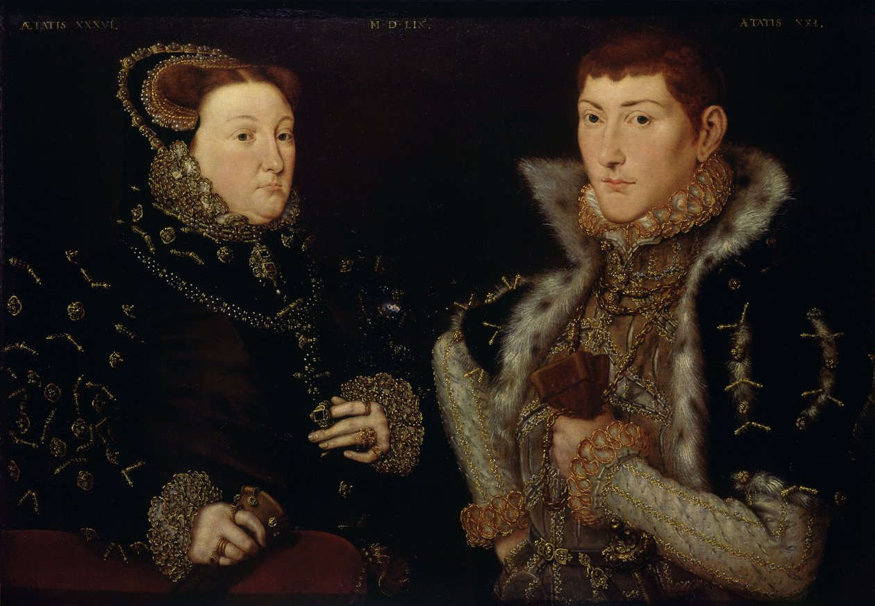 Lady Mary Nevill és fia, Gregory Fiennes, 1559 alkotó: Hans Eworth