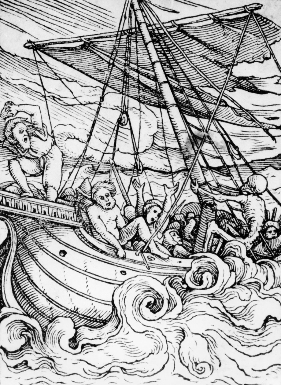 Halál és a tengerész, a "Haláltánc"-ból, Hans Lutzelburger metszete, 1538 körül alkotó: Hans Holbein der Jüngere