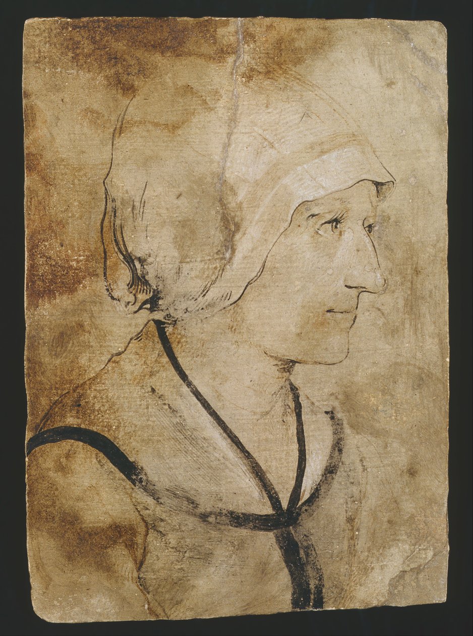Egy ismeretlen kőfaragó feleségének portréja alkotó: Hans Holbein der ältere