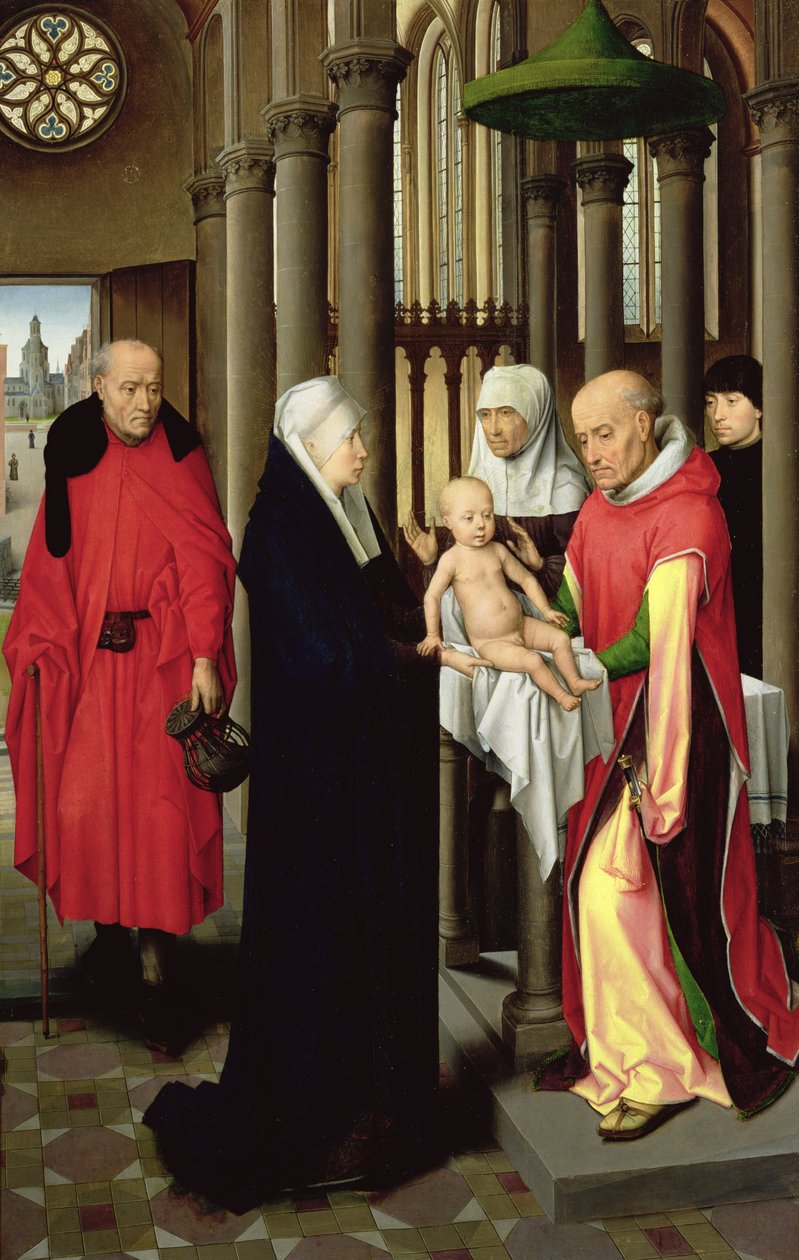 A bölcsek imádása: A triptichon jobb szárnya, a templomban való bemutatás, 1470-72 körül. alkotó: Hans Memling