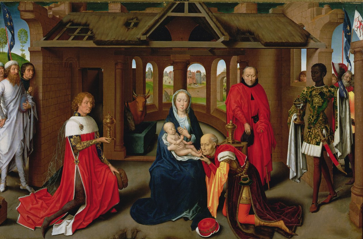A Mágusok imádása, a Mágusok imádásának triptichonjának központi panelje, 1470-72 körül alkotó: Hans Memling