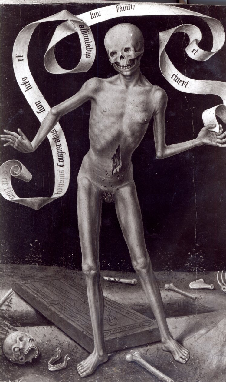 Halál, bal oldali panel a Földi hiúság és az isteni üdvösség triptichonjából, 1485 körül alkotó: Hans Memling
