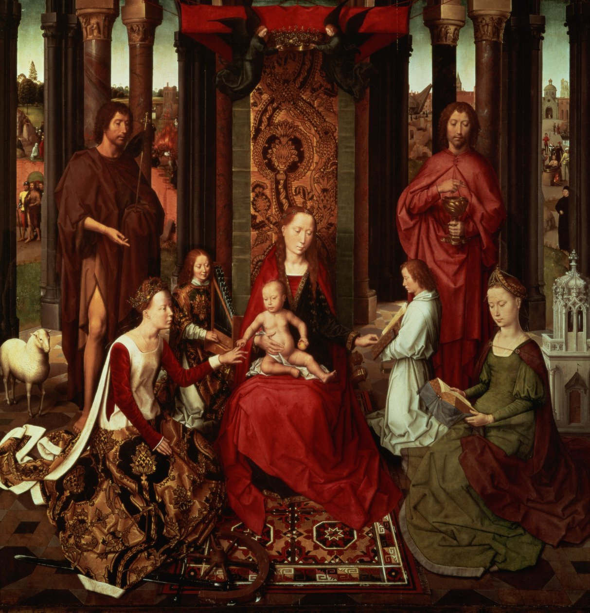 Szent Katalin és más szentek misztikus házassága alkotó: Hans Memling