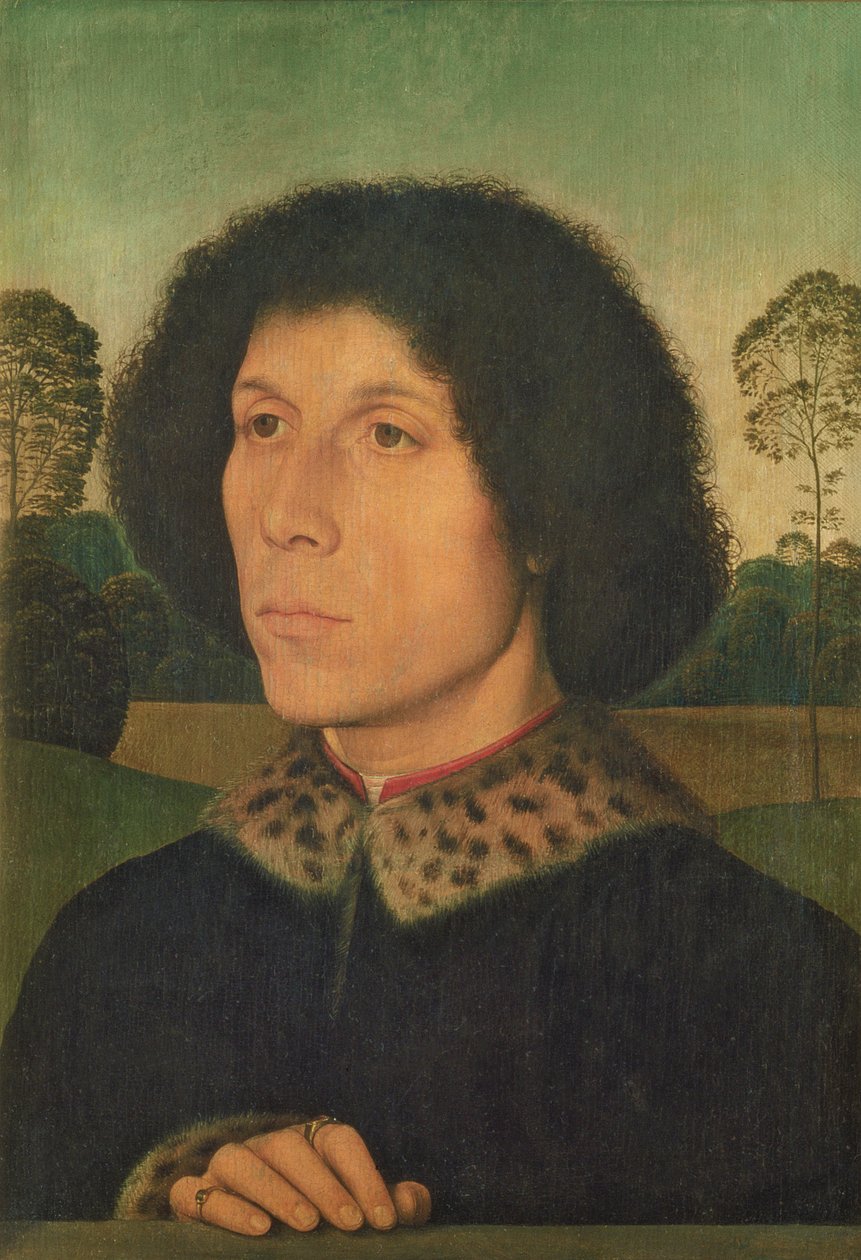 Férfi portréja a táj ellenében, 1470 körül (panel) alkotó: Hans Memling