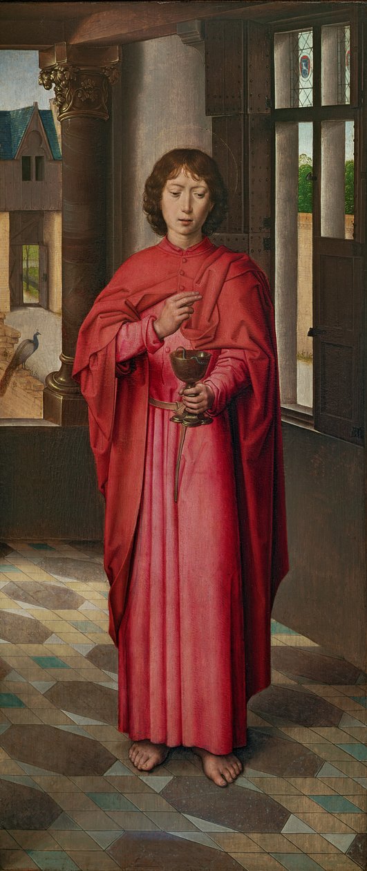 Szent János evangélista, tabló a Donne-i triptichonból, 1494 körül (olaj, tölgy) alkotó: Hans Memling
