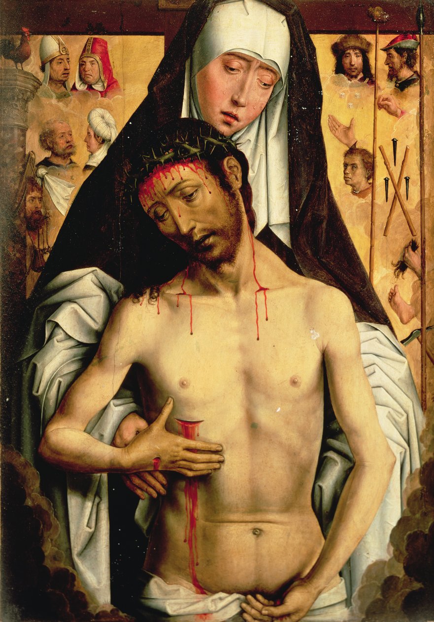 A szomorúság embere a Szűz karjában alkotó: Hans Memling