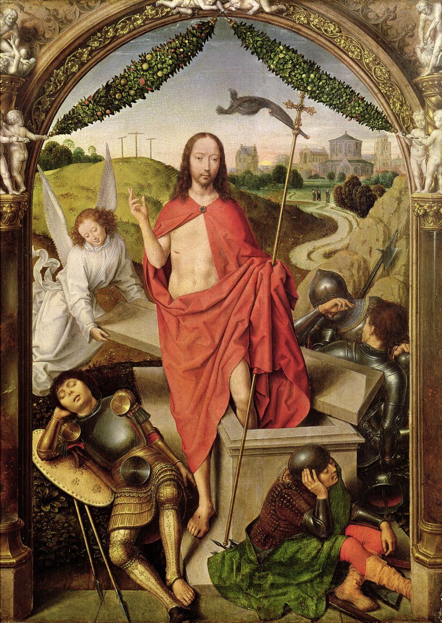 A feltámadás, központi panel a Feltámadás Triptichonjából, 1485-90 körül alkotó: Hans Memling