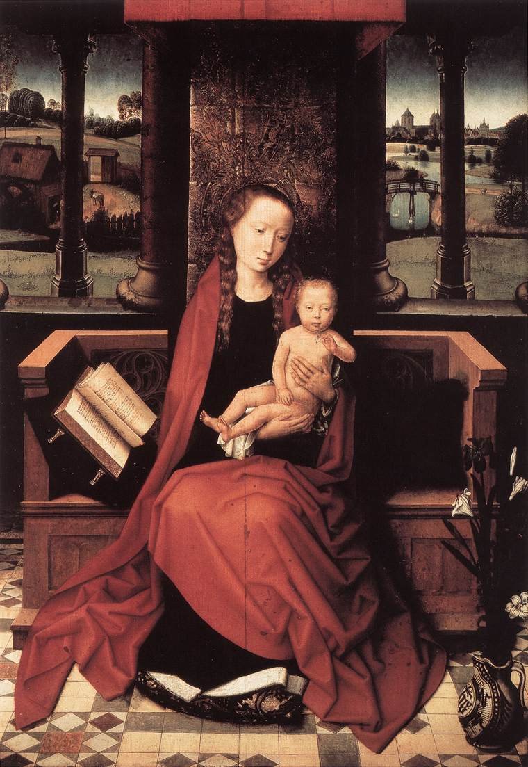 Szűz és Gyermek trónon alkotó: Hans Memling