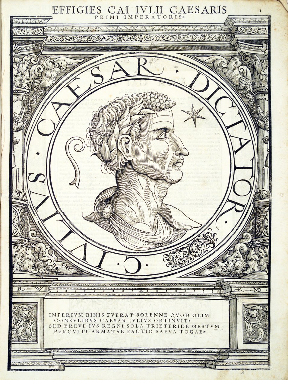 Julius Caesar, illusztráció a keleti és nyugati ókori római császárok leghitelesebb képeiből, Rudolph Wyssenbach fametszete, Andreas Gesner nyomda, Zürich, alkotó: Hans Rudolf Manuel Deutsch