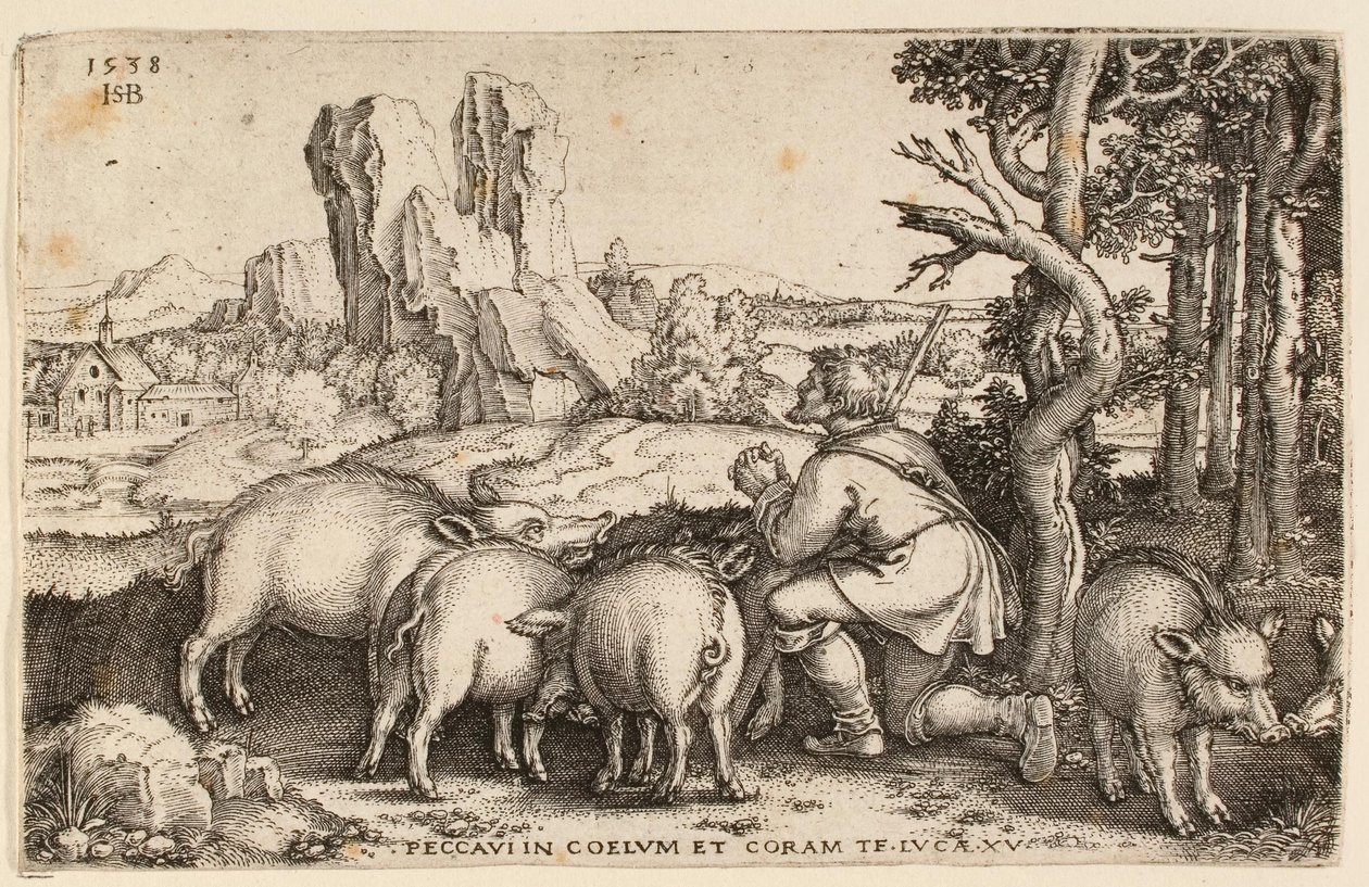A tékozló fiú a disznóval, 1538 alkotó: Hans Sebald Beham