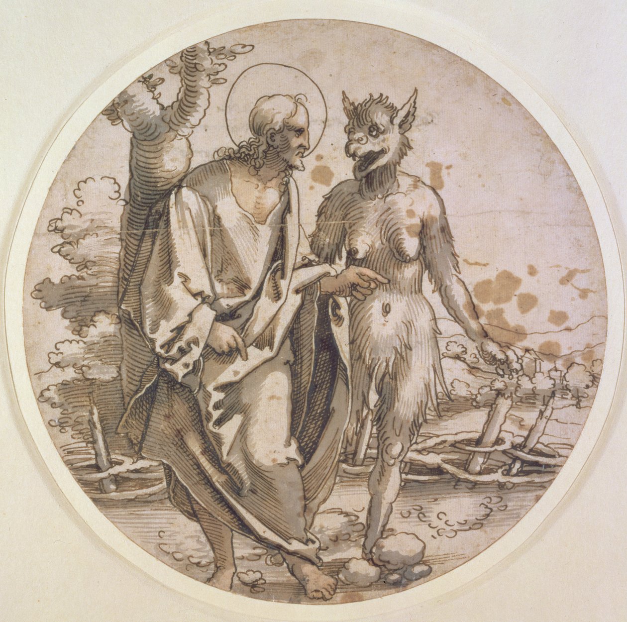 Krisztus megkísértése, 1522 körül (toll és tinta, wc és mosás papíron) alkotó: Hans Sebald Beham