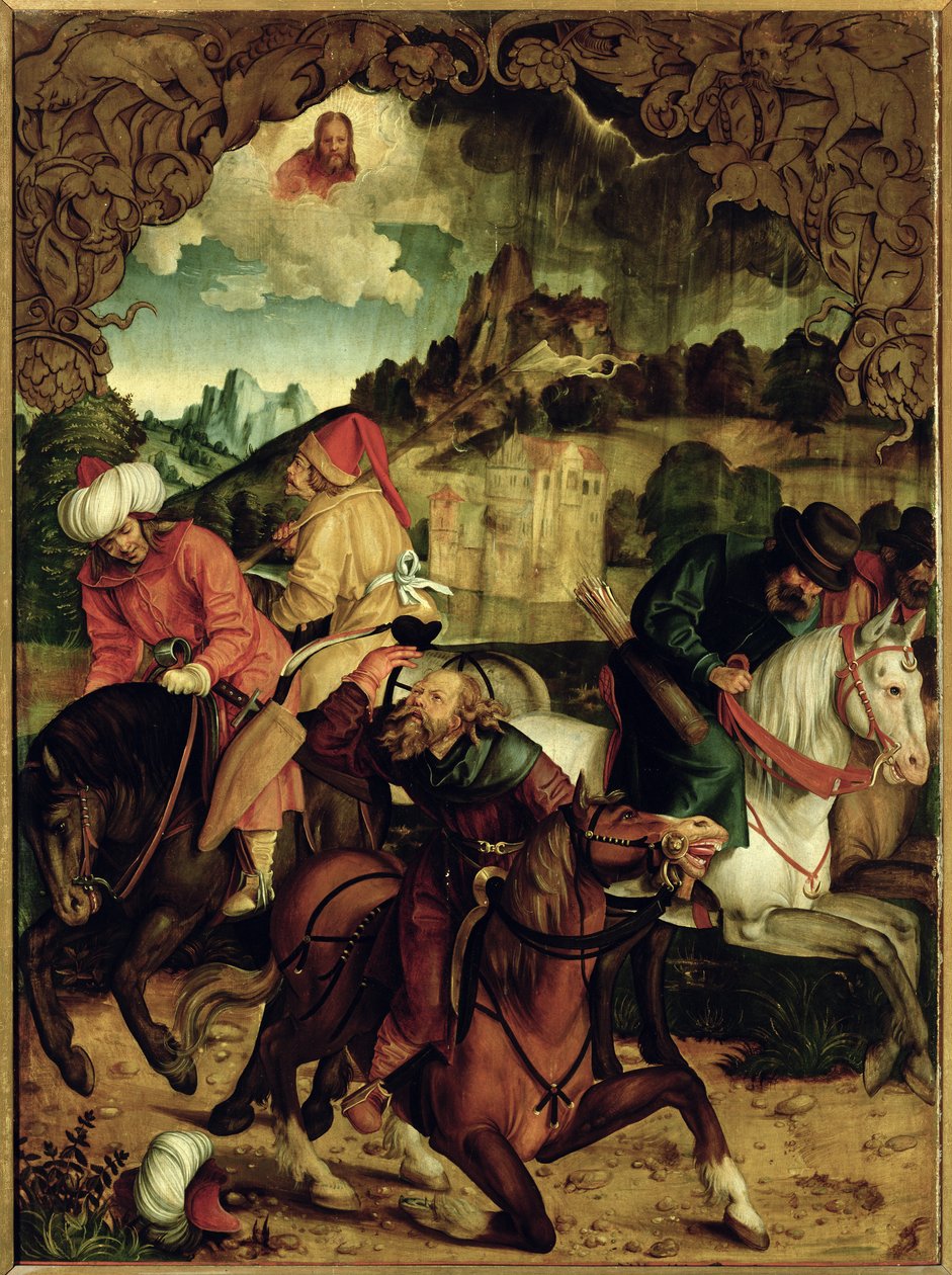 Szent Pál megtérése, egy poliptichonról, amely jelenetek az SS életéből. Péter és Pál (a 86831 részlete) alkotó: Hans Suess Kulmbach