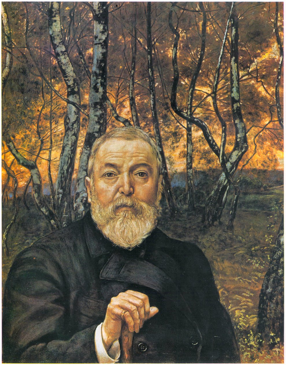 Önarckép nyírfa előtt alkotó: Hans Thoma