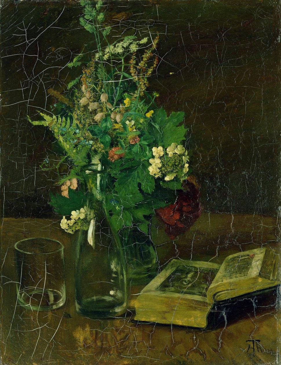 Csendélet egy csokor virággal és egy Bibliával, 1872 alkotó: Hans Thoma