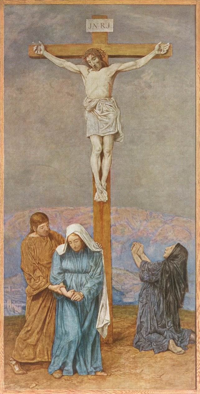 A keresztre feszítés, a Festkalender illusztrációja Lipcsében, 1910 körül alkotó: Hans Thoma