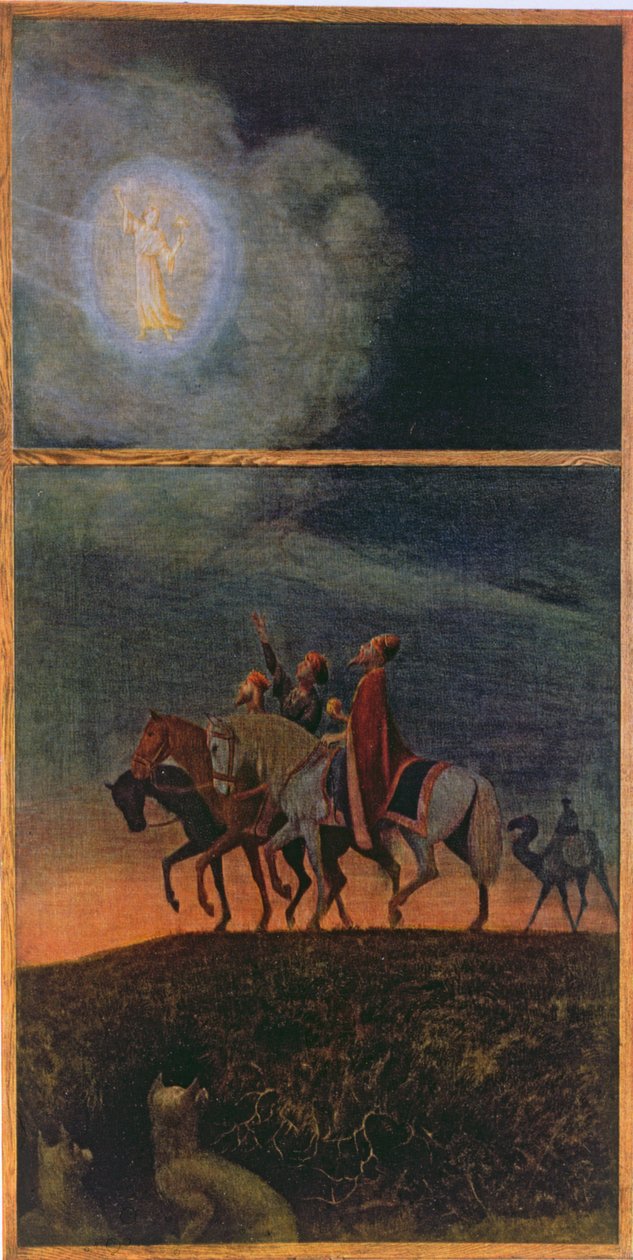 A három mágus, illusztráció a „Festkalender”-ből, Lipcsében, 1910 körül alkotó: Hans Thoma
