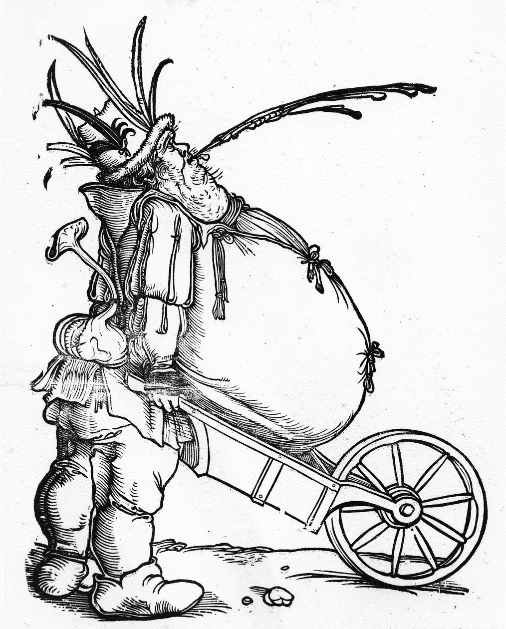 Egy kövér ember és egy talicska, 1521 körül alkotó: Hans Weiditz