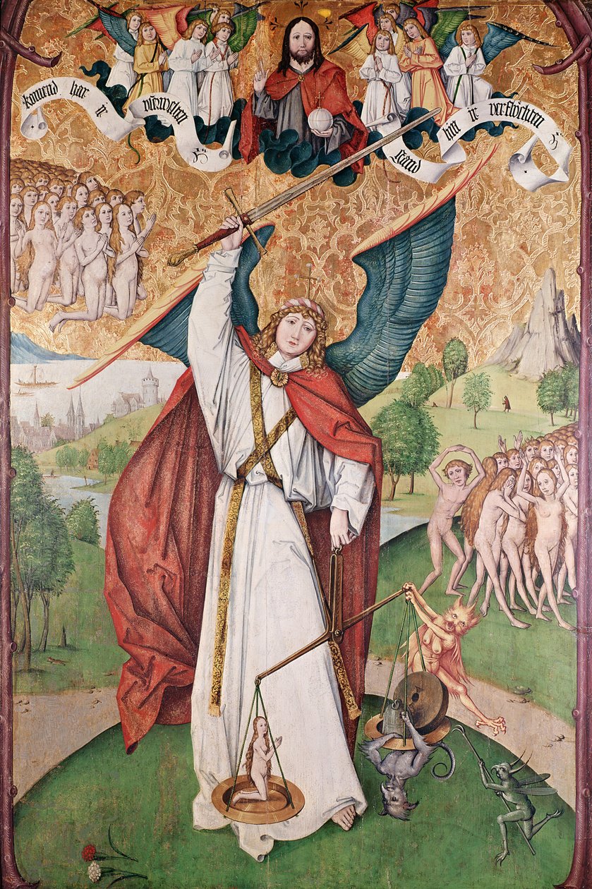 Szent Mihály a lelkeket mérlegeli az utolsó ítéletkor, 1500 körül (tempera a panelen) alkotó: Hans Leu