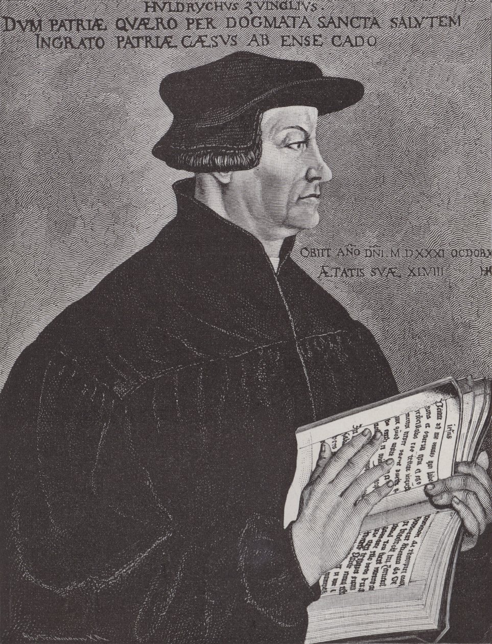 Huldrych Zwingli, a svájci reformáció vezetője (metszet) alkotó: Hans (after) Asper