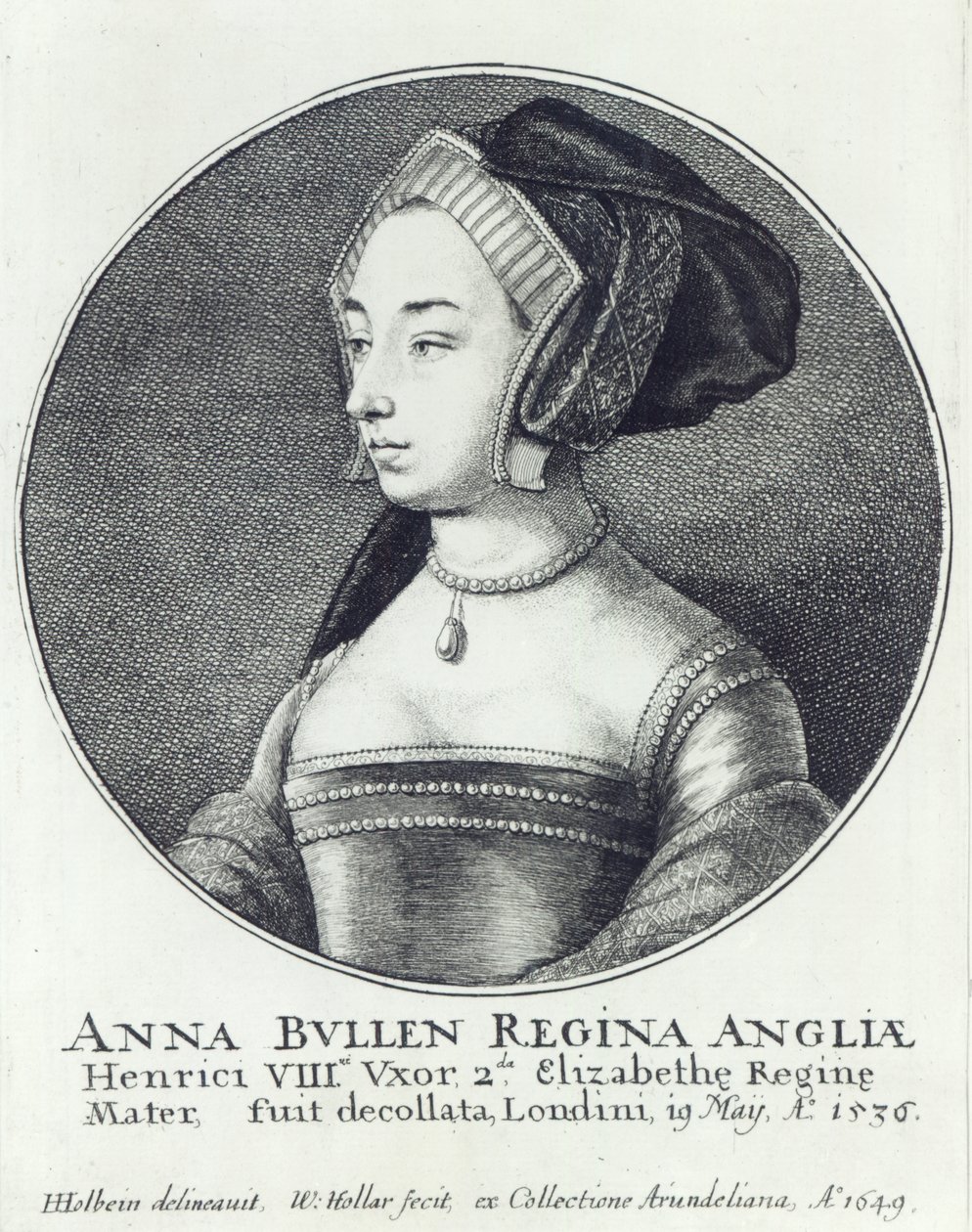 Boleyn Anne, Wenceslaus Hollar metszet alkotó: Hans (after) Holbein the Younger