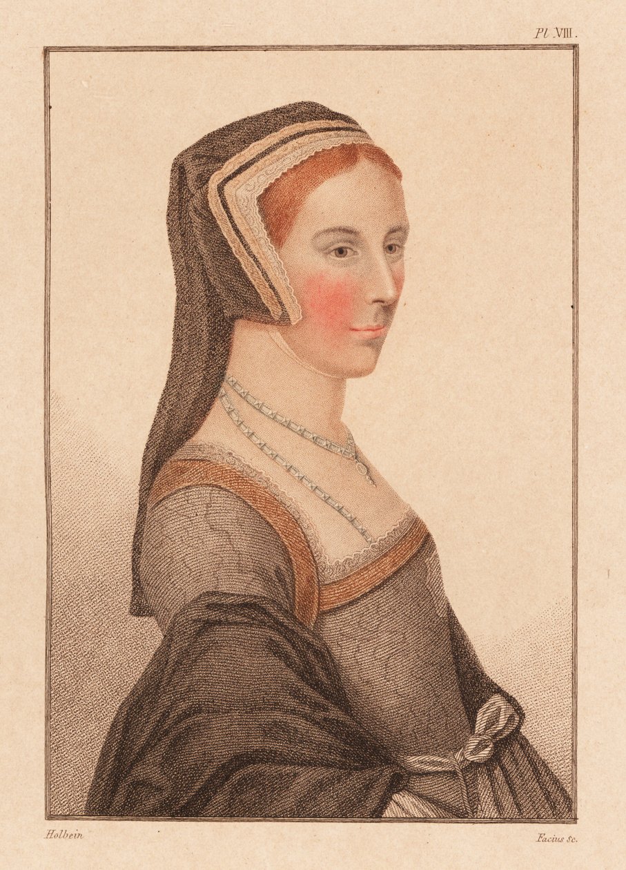 Anne Cresacre, 15 éves, Sir Thomas More gondozottja, 1812 (metszet) alkotó: Hans (after) Holbein the Younger