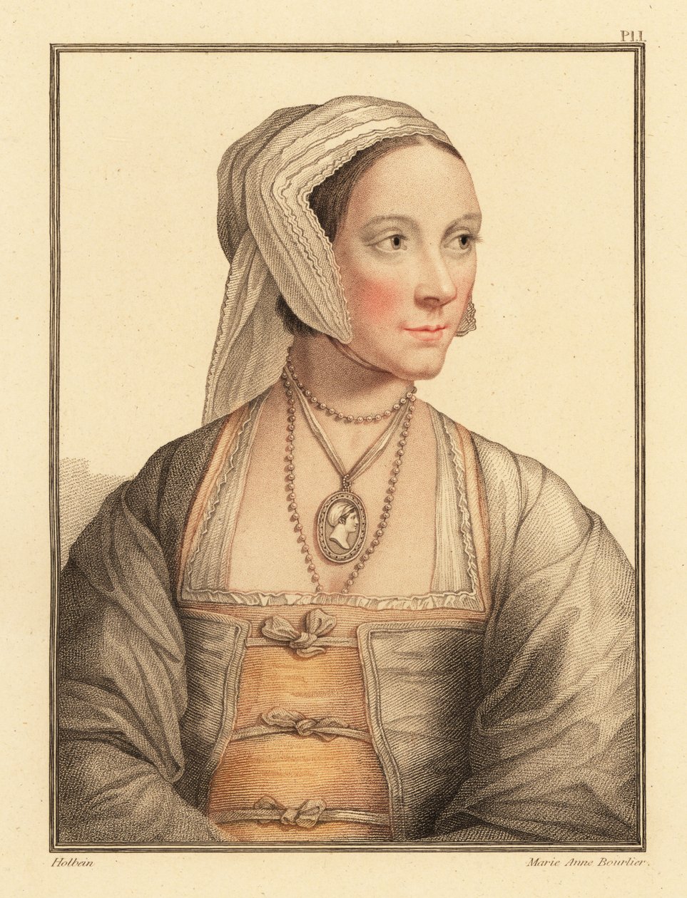 Cicely, Sir Thomas More lánya. ,1812 (metszet) alkotó: Hans (after) Holbein the Younger