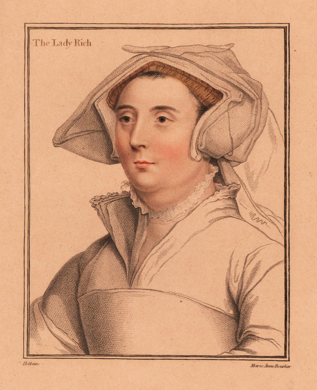 Elizabeth Jenkes, Lady Rich, Sir Richard Rich felesége, 1812 (metszet) alkotó: Hans (after) Holbein the Younger