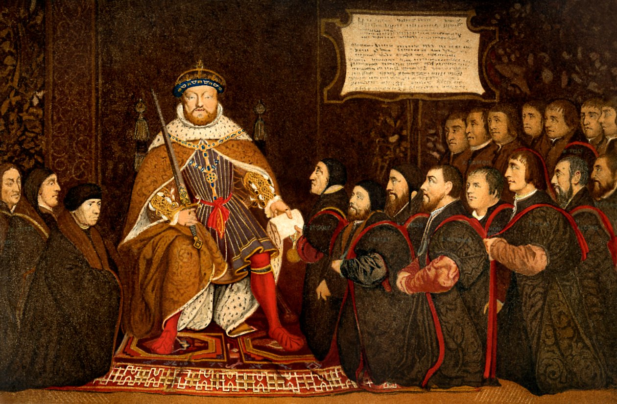 VIII. Henrik és a borbélysebészek, illusztráció az "An Cyclopaedia of Costume..." című könyvből. alkotó: Hans (after) Holbein the Younger