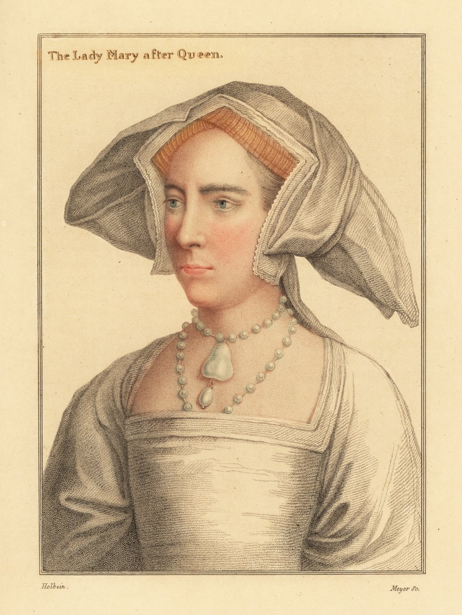 Lady Mary, VIII. Henrik király lánya, 1812 (metszet) alkotó: Hans (after) Holbein the Younger