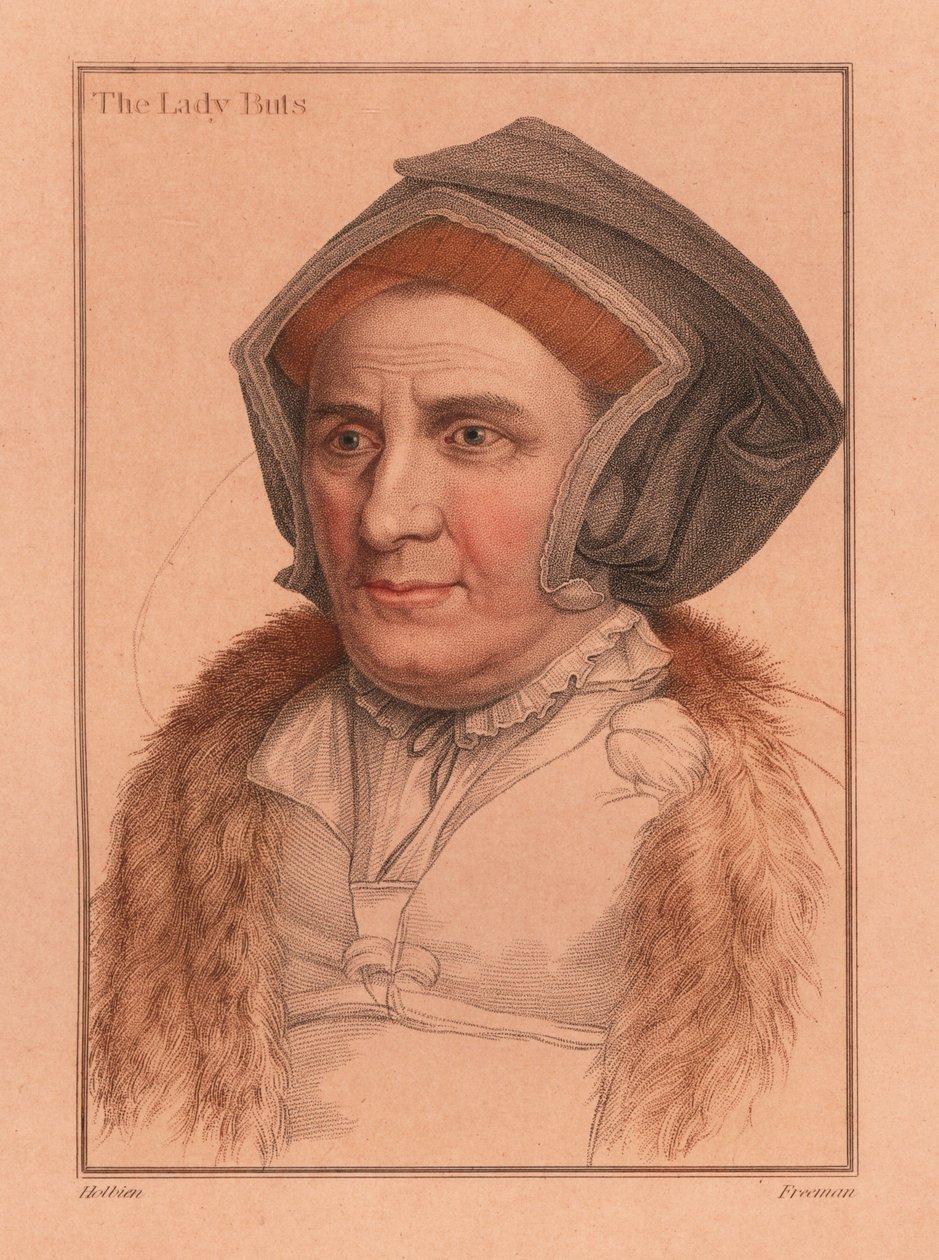 Margaret Bacon, Lady Butts, várasszony a VIII. Henry cour-nál, 1812 (metszet) alkotó: Hans (after) Holbein the Younger