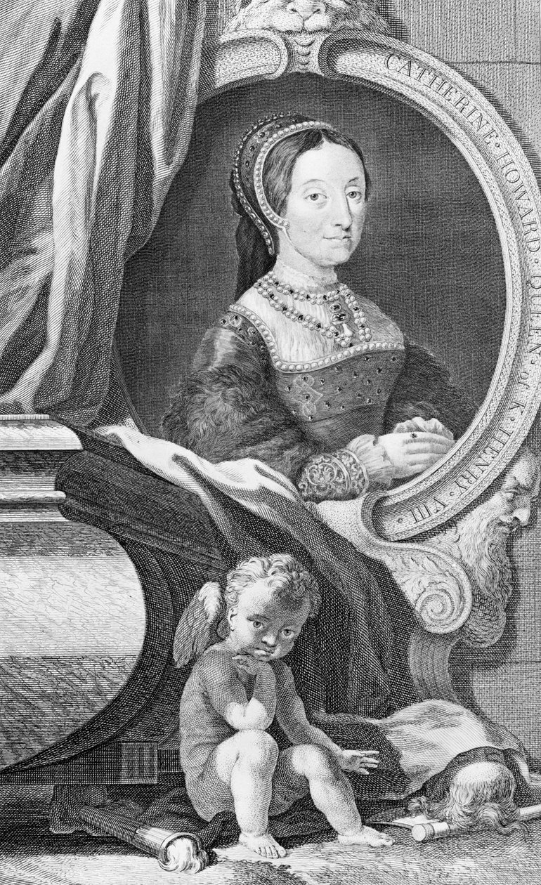 Catherine Howard portréja, metszette Jacobus Houbraken (metszet) alkotó: Hans (after) Holbein the Younger