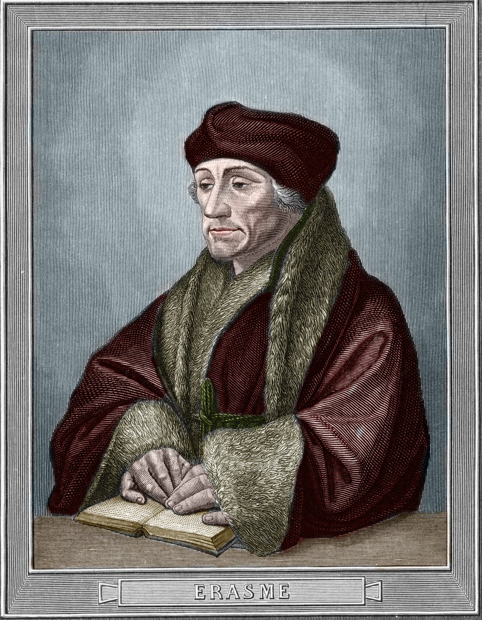 Didier Erasme (Rotterdami Erasmus) (1469 - 1536), holland humanista portréja. Metszet az eredeti után, Holbein Hans, the Young (1497-1543). Armengaud 1859-es metszete Európa - Olaszország galériáiban. Magángyűjtemény. alkotó: Hans (after) Holbein the Younger