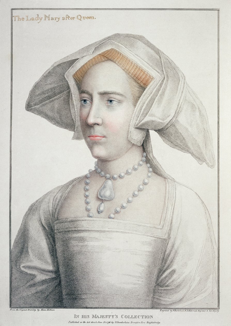 Francesco Bartolozzi (1727-1815) metszetében Mária hölgy portréja a királynő után (1516-58) 1796 (metszet) alkotó: Hans (after) Holbein the Younger