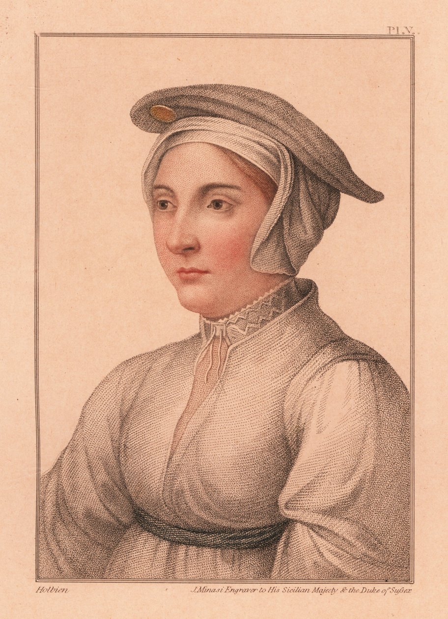 Ismeretlen nő portréja VIII. Henrik király udvarából, 1812 (metszet) alkotó: Hans (after) Holbein the Younger
